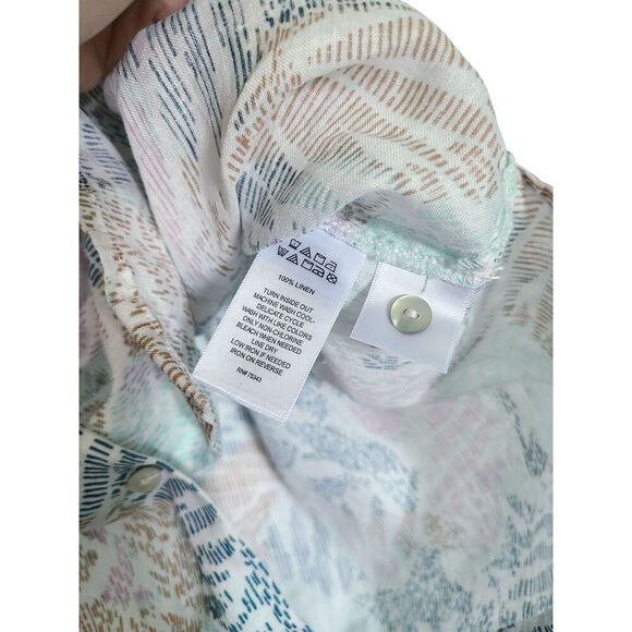 Sigrid Olsen Linen Button-Down Multicolor Top Size XL Lightweight - Picture 5 of 5